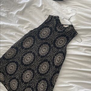 Anthropologie Black and Cream Floral Mini Dress